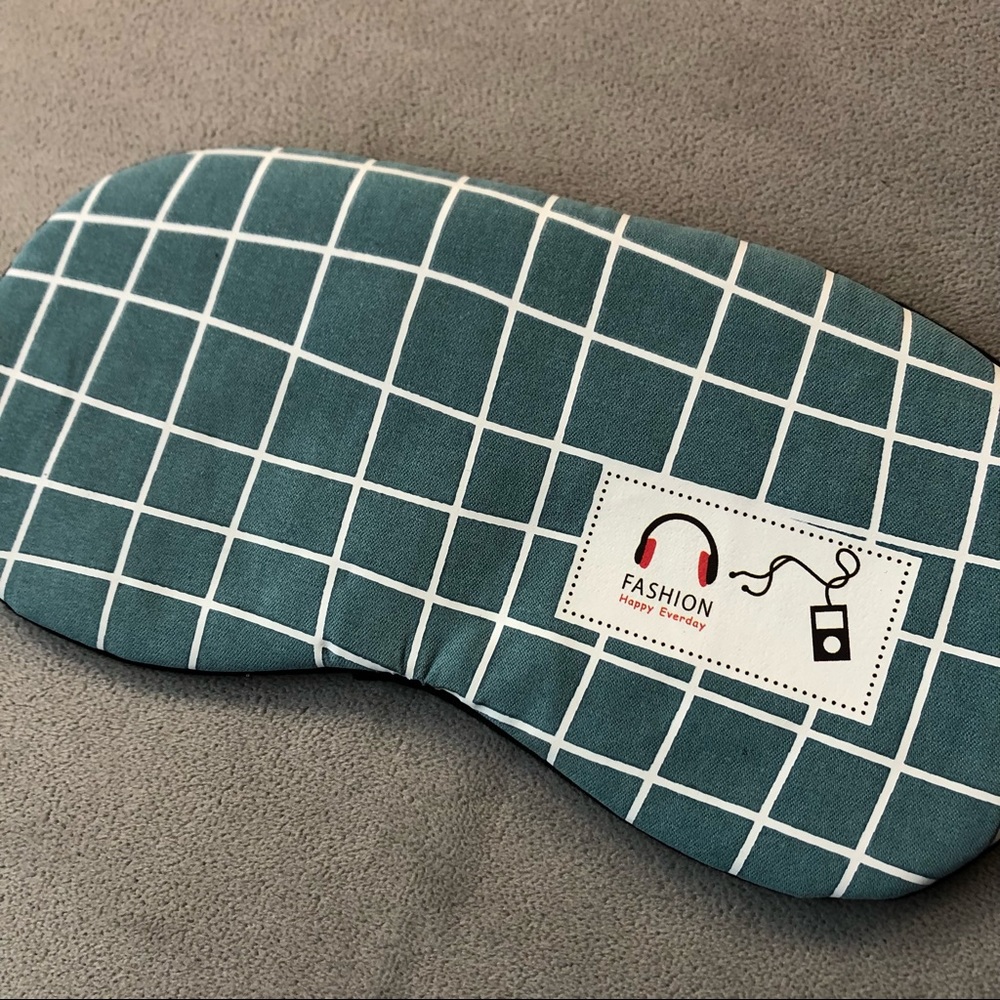 Sleep Mask ~ Blue Green with White Stripes ~ Brand New!